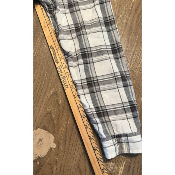 American eagle AE full snap button black white plaid flannel shirt top 90’s Y2K - Picture 4 of 7